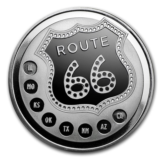 1 oz Silver Round - Get Your Kicks on Route 66 1 oz Silver Round - Get Your Kicks on Route 66